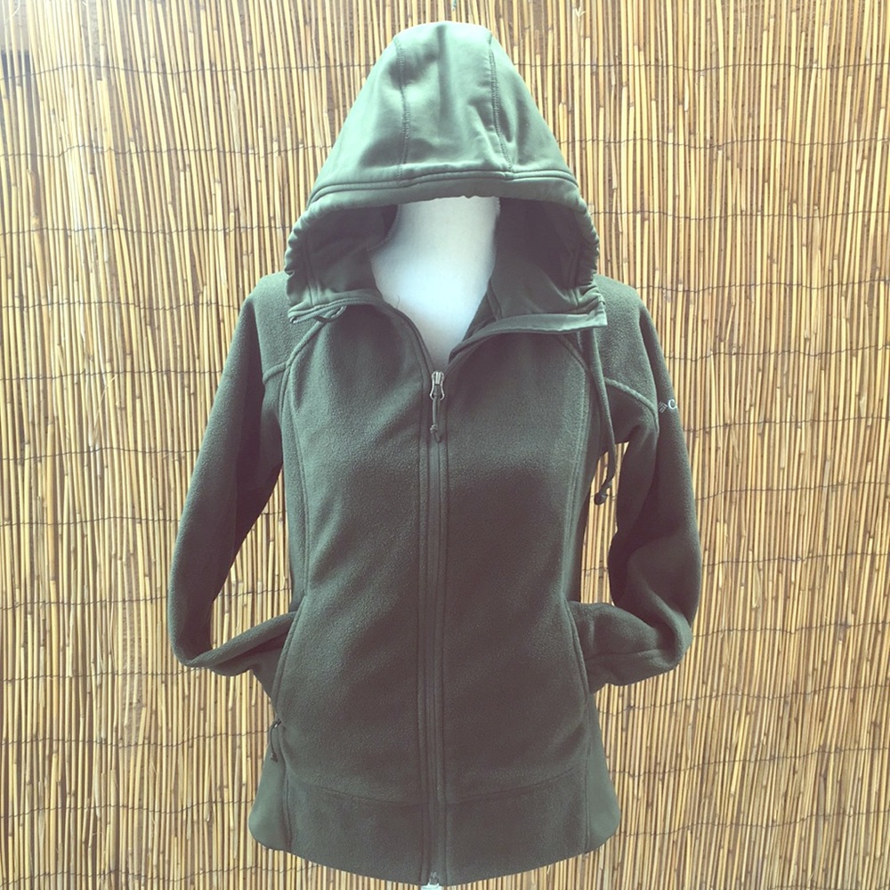 Olive Columbia fleece hooded jacket